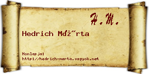 Hedrich Márta névjegykártya